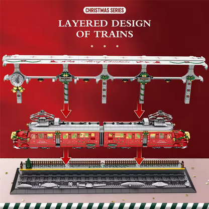 Reobrix 66034 RC Weihnachtszug Modellbausatz – Festlicher Winterzug (2822 Teile) Roebrix