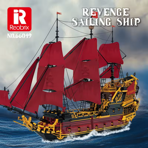Reobrix 66049 Queen’s Revenge Piratenschiff Modellbausatz – Großes Segelschiff (5666 Teile) Roebrix