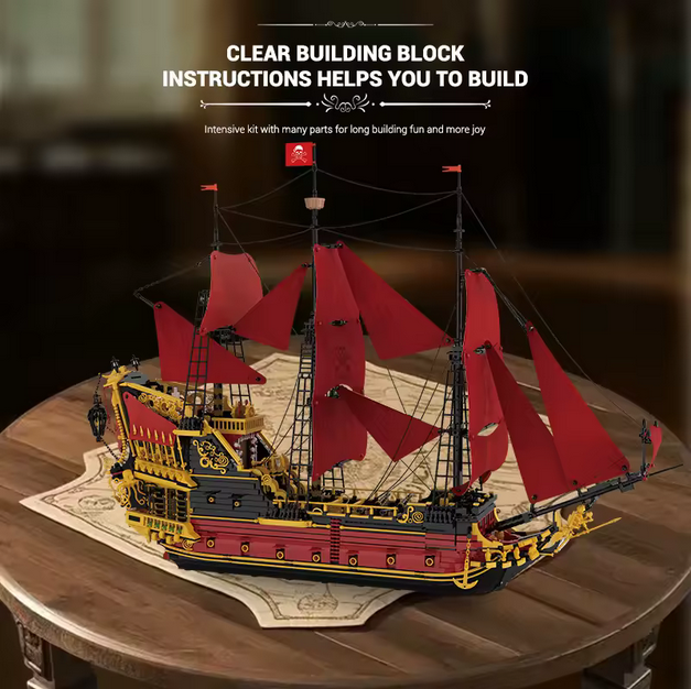 Reobrix 66049 Queen’s Revenge Piratenschiff Modellbausatz – Großes Segelschiff (5666 Teile) Roebrix