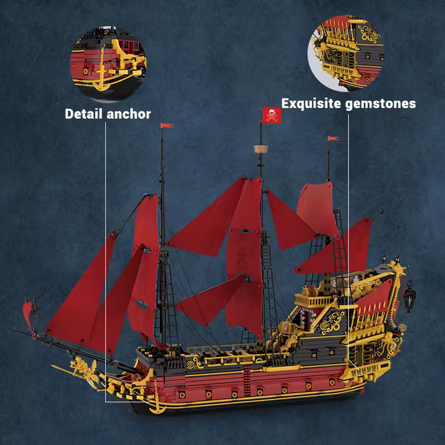 Reobrix 66049 Queen’s Revenge Piratenschiff Modellbausatz – Großes Segelschiff (5666 Teile) Roebrix