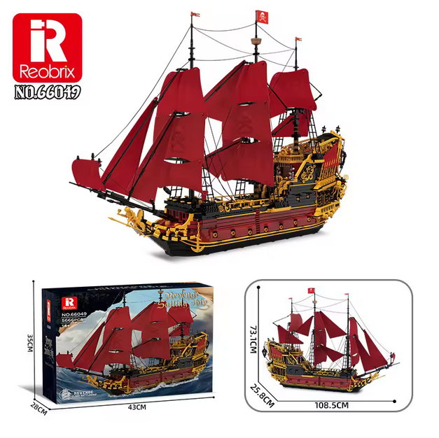 Reobrix 66049 Queen’s Revenge Piratenschiff Modellbausatz – Großes Segelschiff (5666 Teile) Roebrix