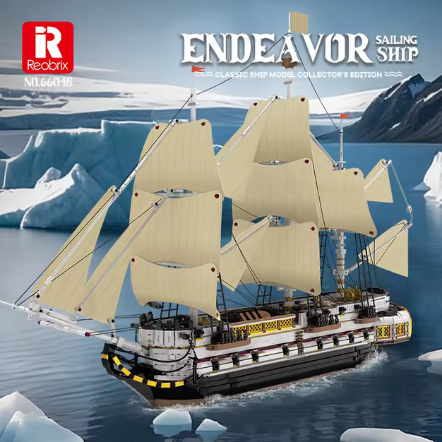 Reobrix 66048 Endeavour Segelschiff Modellbausatz – Historisches Schiff (3555 Teile) Roebrix
