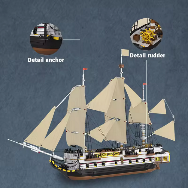 Reobrix 66048 Endeavour Segelschiff Modellbausatz – Historisches Schiff (3555 Teile) Roebrix