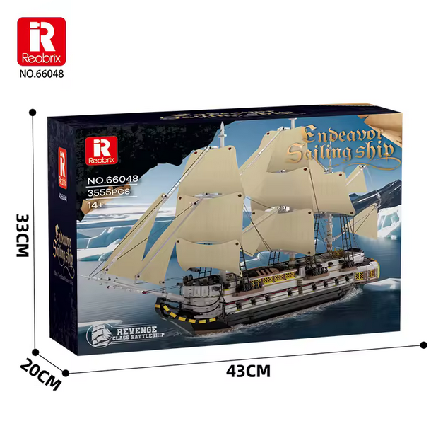 Reobrix 66048 Endeavour Segelschiff Modellbausatz – Historisches Schiff (3555 Teile) Roebrix