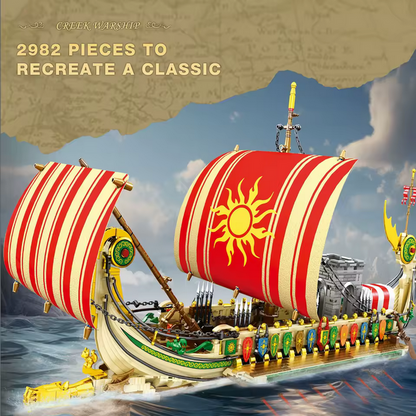 Reobrix 66102 Griechisches Kriegsschiff Modellbausatz – Antikes Trireme Schiff (2882 Teile) Roebrix