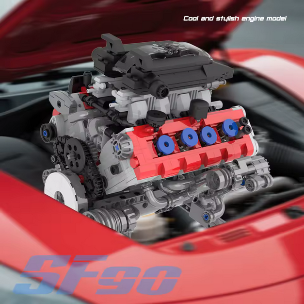 Free Tribe 36302 SF90 Motor Modellbausatz – Supersportwagen Motor (1189 Teile) Free Tribe