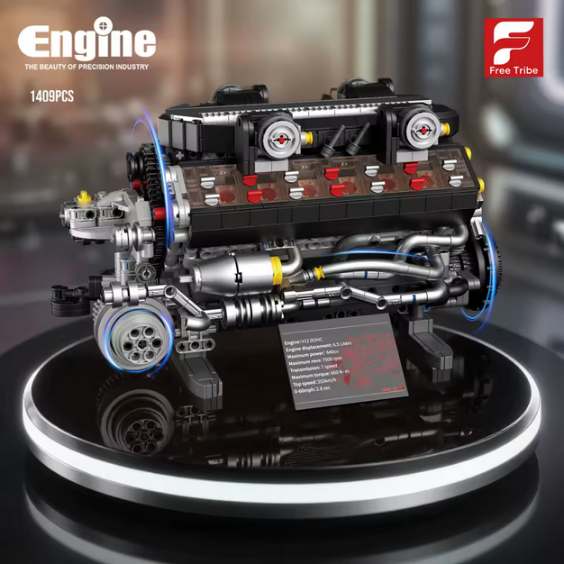 Free Tribe 36301 V12 Motor Modellbausatz – Hochleistungs Motor (1409 Teile) Free Tribe