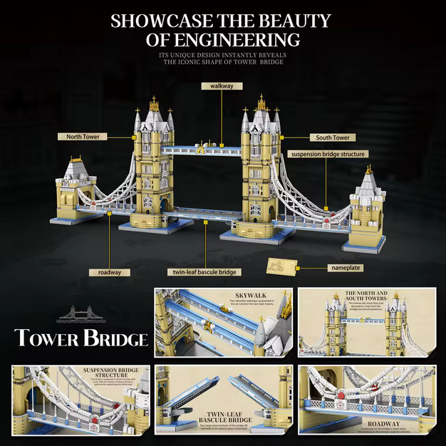 Reobrix 55018 London Tower Bridge Modellbausatz – Architektur Wahrzeichen (9782 Teile) Roebrix