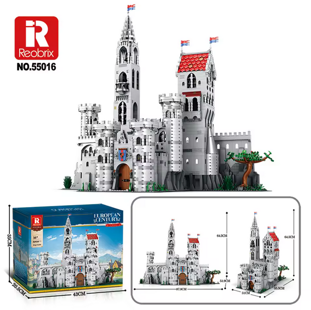 Reobrix 55016 Königsschloss Modellbausatz – Großes Fantasy Schloss (3999 Teile) Roebrix