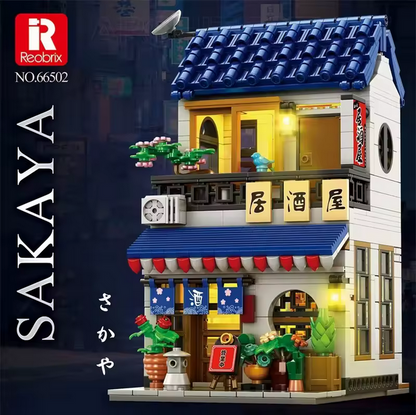 Reobrix 66502 Japanischer Izakaya Modellbausatz – Street View Gebäude (1130 Teile) Roebrix