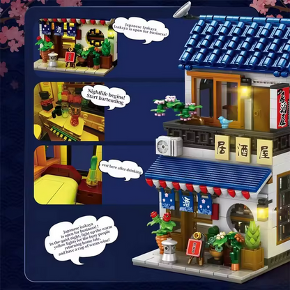 Reobrix 66502 Japanischer Izakaya Modellbausatz – Street View Gebäude (1130 Teile) Roebrix