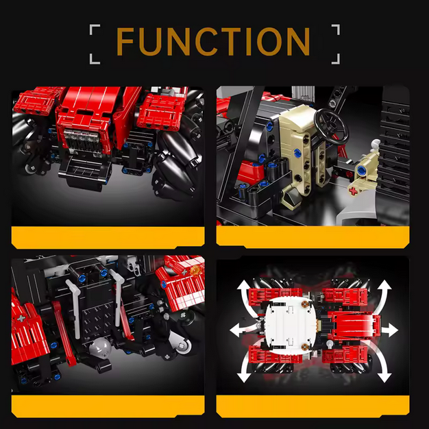 Mould King 18037 RC Mecanum Traktor Modellbausatz – Omnidirektionales Fahrzeug (1392 Teile) MK
