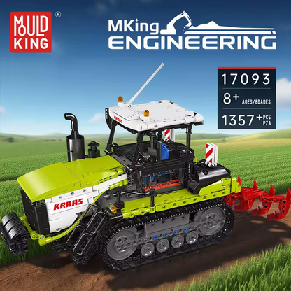 Mould King 17093 RC Kettentraktor Modellbausatz – Raupen Traktor mit Pflug (1357 Teile) MK