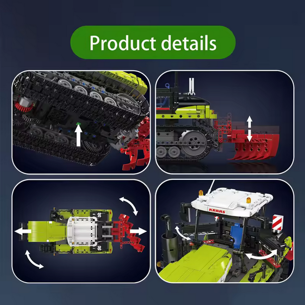 Mould King 17093 RC Kettentraktor Modellbausatz – Raupen Traktor mit Pflug (1357 Teile) MK