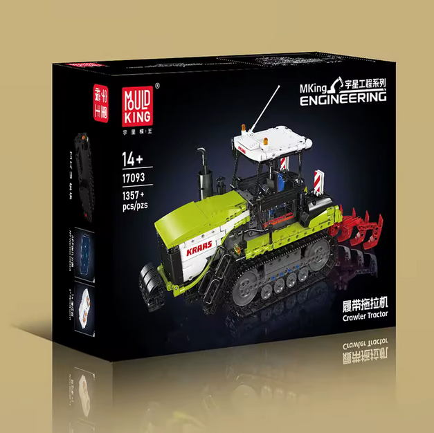 Mould King 17093 RC Kettentraktor Modellbausatz – Raupen Traktor mit Pflug (1357 Teile) MK