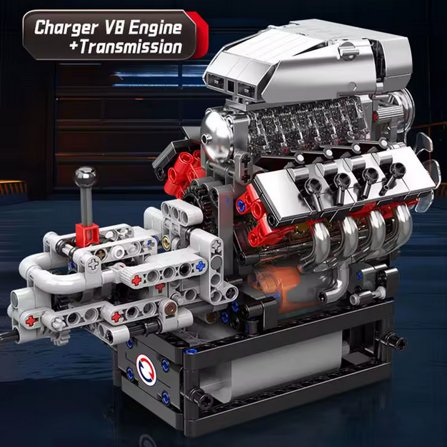 Mould King 10225 V8 Motor mit Getriebe – Muscle Car Technik Modell (855 Teile) MK