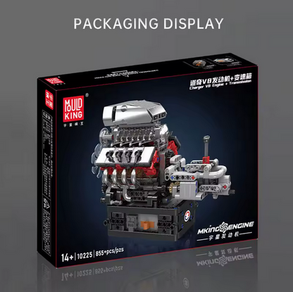 Mould King 10225 V8 Motor mit Getriebe – Muscle Car Technik Modell (855 Teile) MK