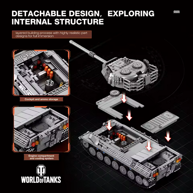 Reobrix 77038 Leopard 1 Panzer Modellbausatz – Militärfahrzeug (1273 Teile) Roebrix