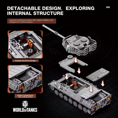 Reobrix 77038 Leopard 1 Panzer Modellbausatz – Militärfahrzeug (1273 Teile) Roebrix