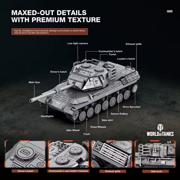 Reobrix 77038 Leopard 1 Panzer Modellbausatz – Militärfahrzeug (1273 Teile) Roebrix