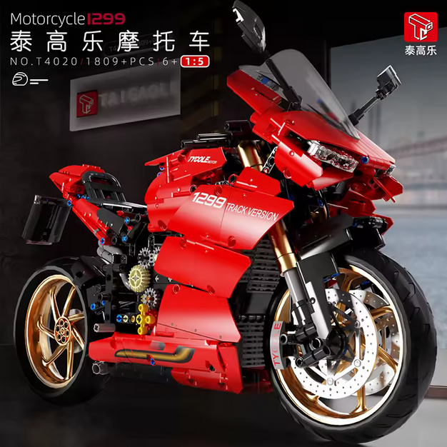 Taigaole T4020 1:5 1299 Motorrad Modellbausatz – Rotes Racing Bike (1809 Teile) TaiGaole