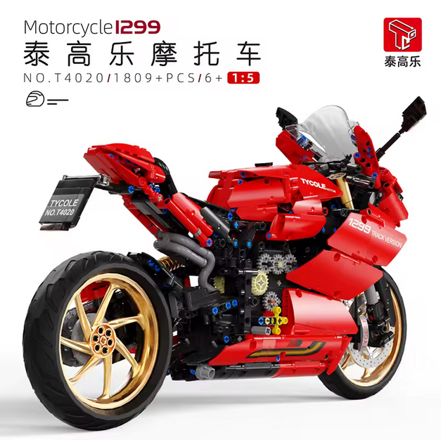 Taigaole T4020 1:5 1299 Motorrad Modellbausatz – Rotes Racing Bike (1809 Teile) TaiGaole