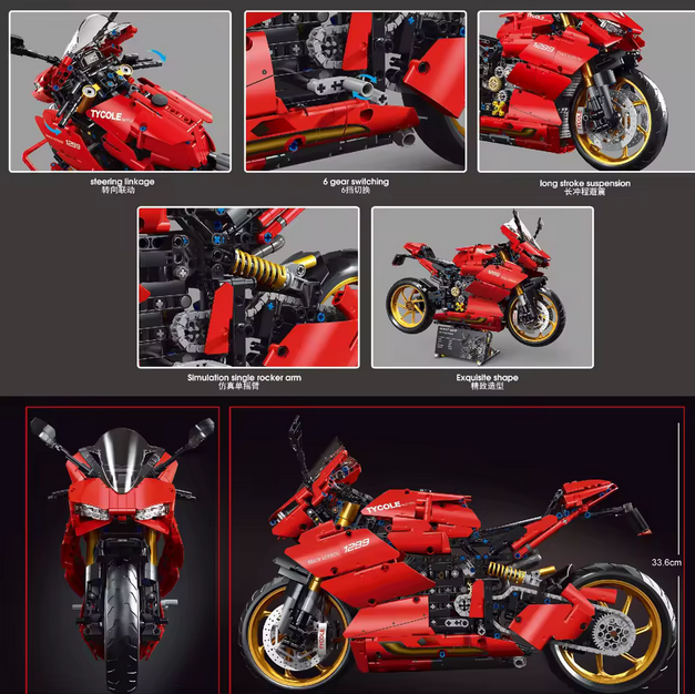 Taigaole T4020 1:5 1299 Motorrad Modellbausatz – Rotes Racing Bike (1809 Teile) TaiGaole