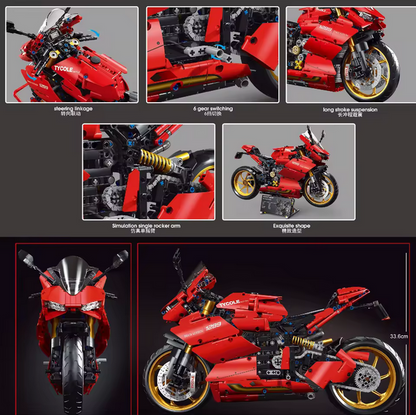 Taigaole T4020 1:5 1299 Motorrad Modellbausatz – Rotes Racing Bike (1809 Teile) TaiGaole