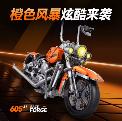 GULY 60531 1:5 Luxus Motorrad Modellbausatz – Orange Racing Bike (2392 Teile) Gully