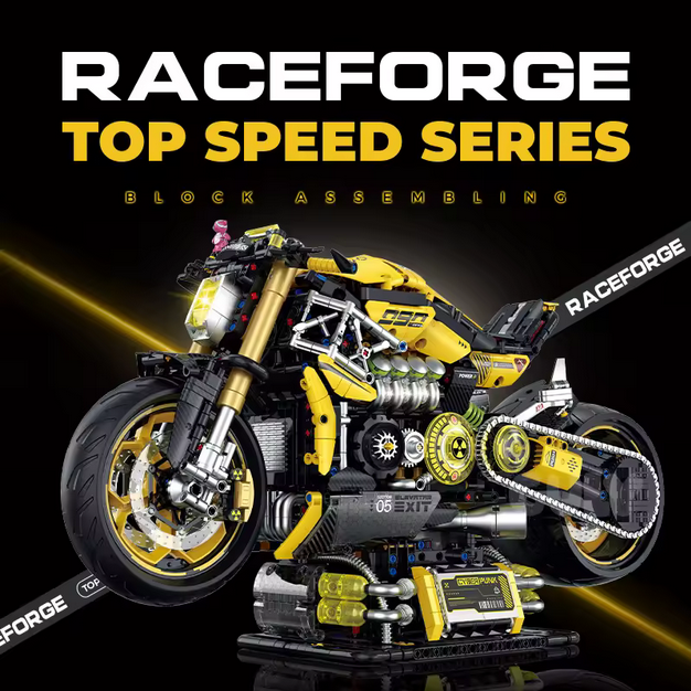 GULY 60519 1:5 Gelber Teufel Motorrad Modellbausatz – Racing Bike (2500 Teile) Guly