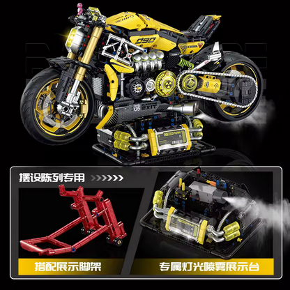 GULY 60519 1:5 Gelber Teufel Motorrad Modellbausatz – Racing Bike (2500 Teile) Guly