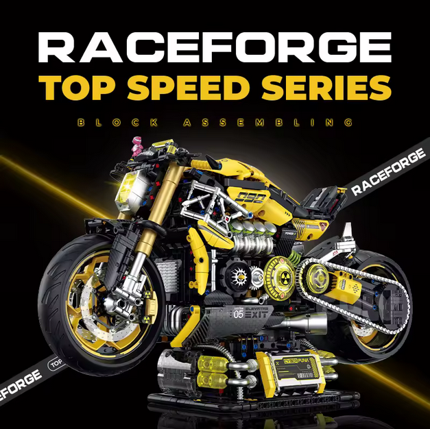 GULY 60519 1:5 Gelber Teufel Motorrad Modellbausatz – Racing Bike (2500 Teile) Guly