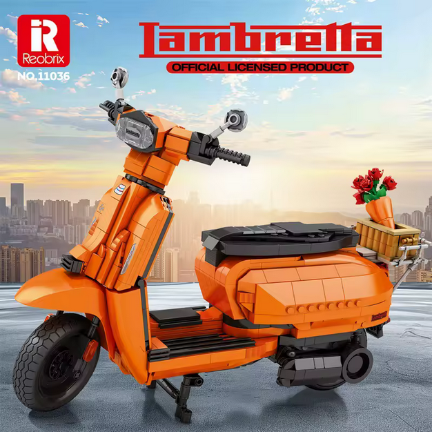 Reobrix 11036 / 11037 Lambretta V200 Motorrad Modellbausatz – Retro Scooter (1169 Teile) Roebrix