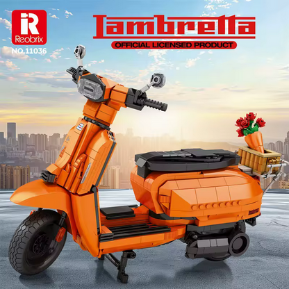 Reobrix 11036 / 11037 Lambretta V200 Motorrad Modellbausatz – Retro Scooter (1169 Teile) Roebrix