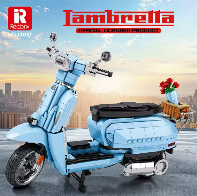 Reobrix 11036 / 11037 Lambretta V200 Motorrad Modellbausatz – Retro Scooter (1169 Teile) Roebrix