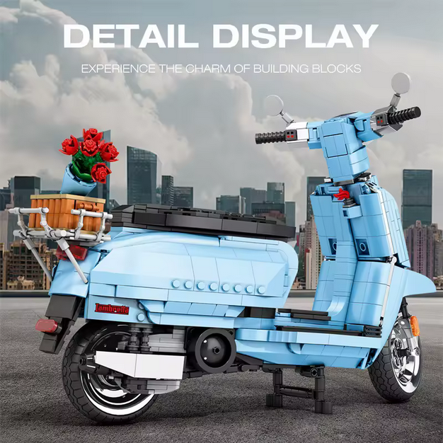 Reobrix 11036 / 11037 Lambretta V200 Motorrad Modellbausatz – Retro Scooter (1169 Teile) Roebrix