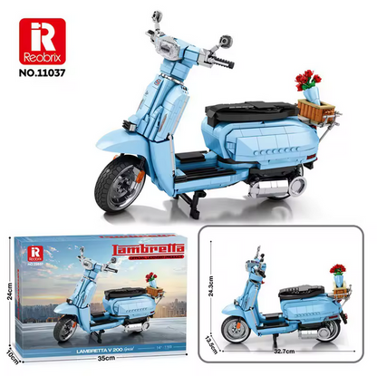 Reobrix 11036 / 11037 Lambretta V200 Motorrad Modellbausatz – Retro Scooter (1169 Teile) Roebrix