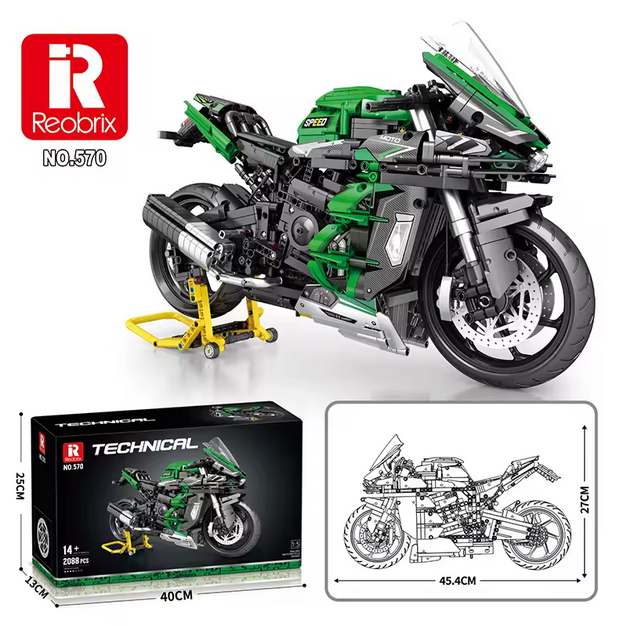 Reobrix 570 1:5 H2 SX SE Motorrad Modellbausatz – Racing Bike (2088 Teile) Roebrix