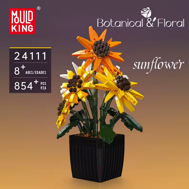 Mould King 24111 Sonnenblumen im Topf – Blumen Deko Modell (854 Teile) MK