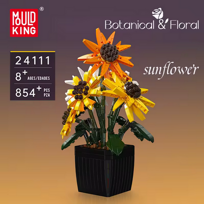 Mould King 24111 Sonnenblumen im Topf – Blumen Deko Modell (854 Teile) MK