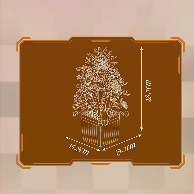 Mould King 24111 Sonnenblumen im Topf – Blumen Deko Modell (854 Teile) MK