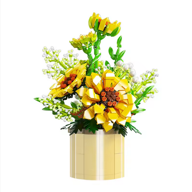 Mould King 24110 Sonnenblumen im Goldtopf – Blumen Deko Modell (1047 Teile) MK