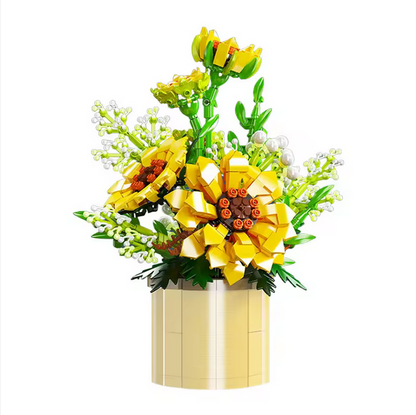 Mould King 24110 Sonnenblumen im Goldtopf – Blumen Deko Modell (1047 Teile) MK