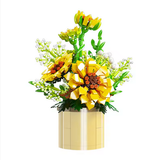 Mould King 24110 Sonnenblumen im Goldtopf – Blumen Deko Modell (1047 Teile) MK