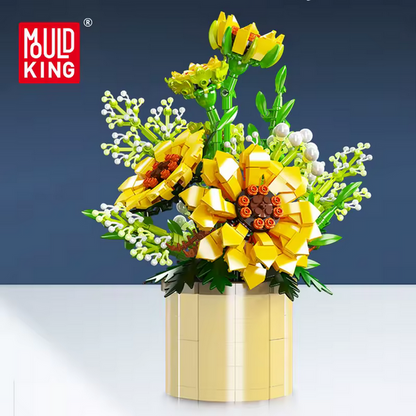 Mould King 24110 Sonnenblumen im Goldtopf – Blumen Deko Modell (1047 Teile) MK