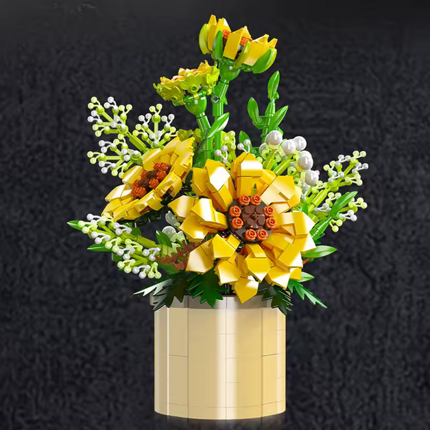 Mould King 24110 Sonnenblumen im Goldtopf – Blumen Deko Modell (1047 Teile) MK