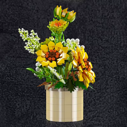 Mould King 24110 Sonnenblumen im Goldtopf – Blumen Deko Modell (1047 Teile) MK