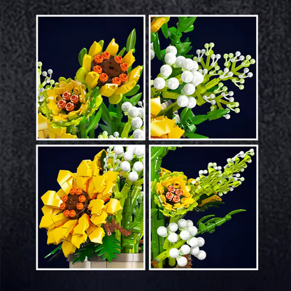 Mould King 24110 Sonnenblumen im Goldtopf – Blumen Deko Modell (1047 Teile) MK