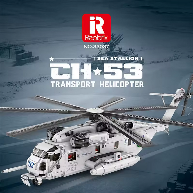 Reobrix 33037 CH-53E Transporthubschrauber Modellbausatz – Flugzeug Serie (2193 Teile) Roebrix