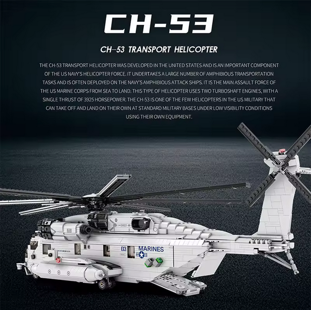 Reobrix 33037 CH-53E Transporthubschrauber Modellbausatz – Flugzeug Serie (2193 Teile) Roebrix
